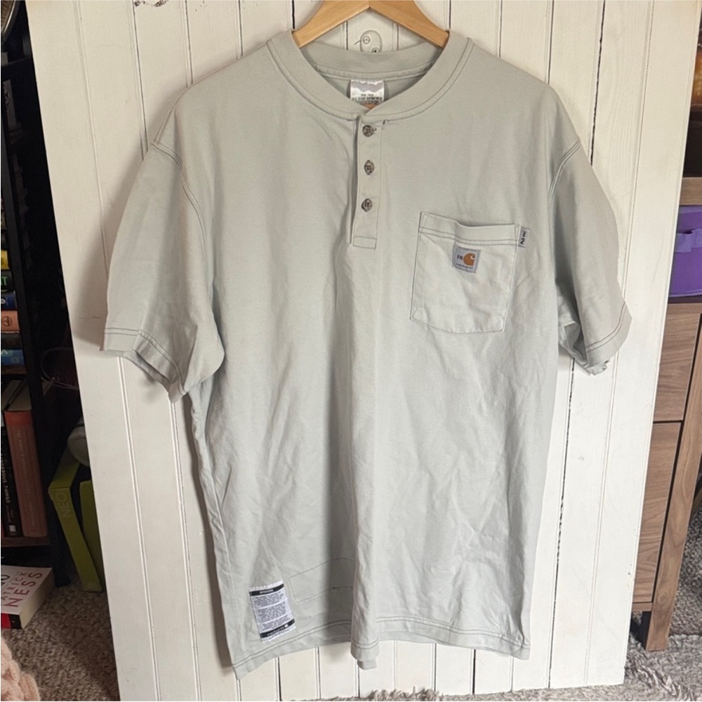 Carhartt Fire Resistant Henley Shirt Grey Size XL